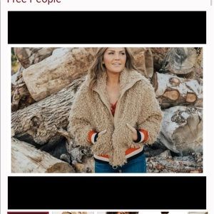 Free People Oversized Teddy Jacket w/ Letterman Stripe